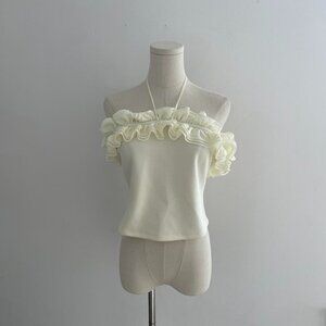 Meshki Jennie Ruffle Off Shoulder Top | Ivory | Women’s Size L